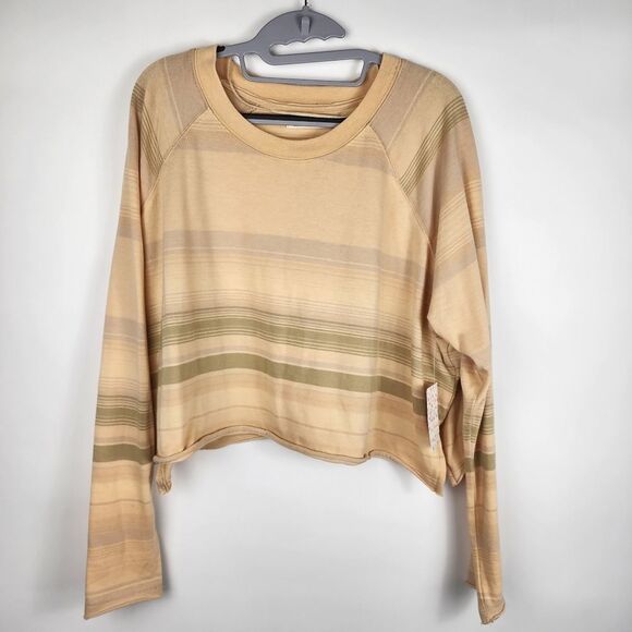 FREE PEOPLE WOMENS SMALL PROSECCO LONG SLEEVE STRIPE SWEATER BAJA NWT NEW SLITS - Picture 2 of 6
